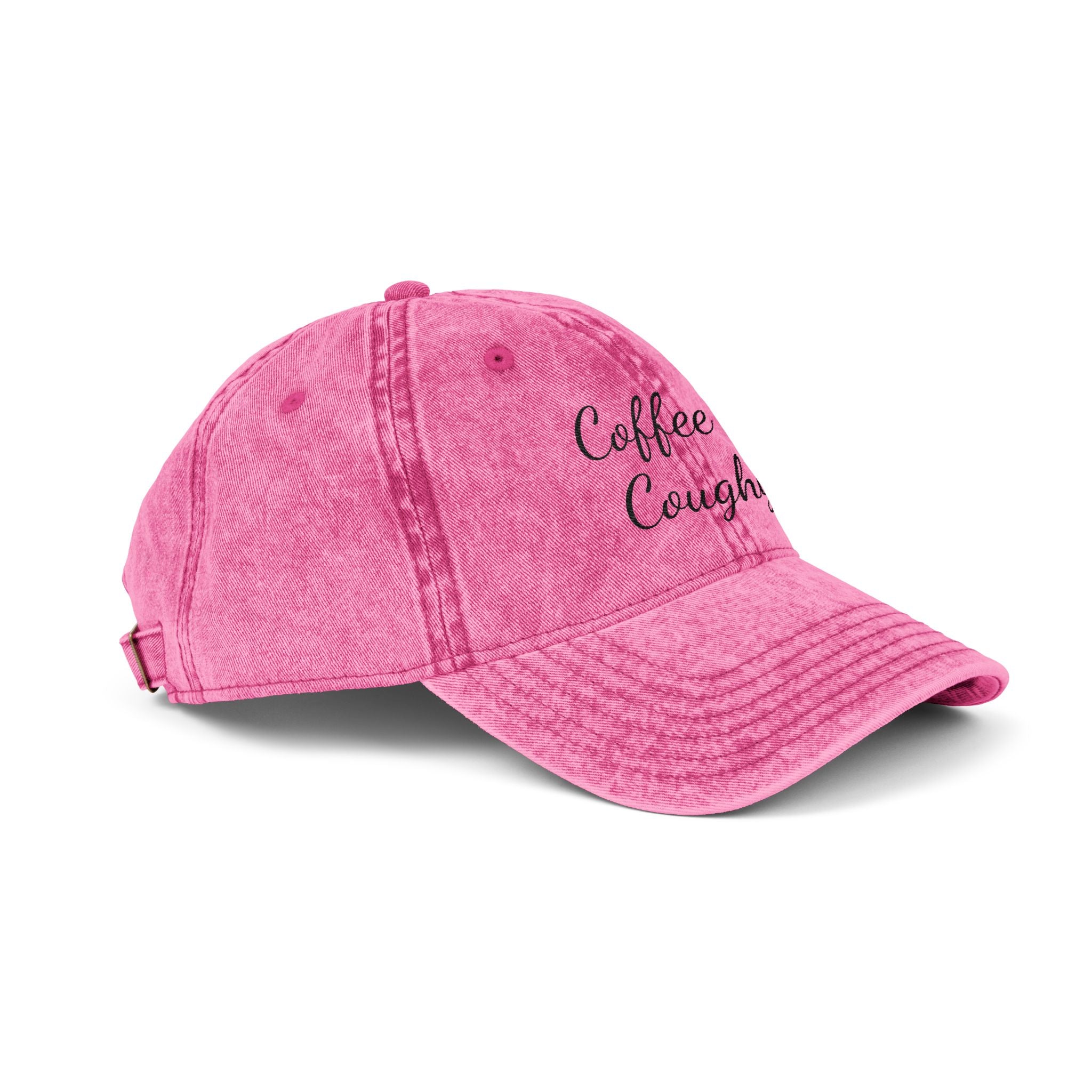 Vintage Embroidered Cap — "Coffee & Coughy" Distressed Baseball Hat