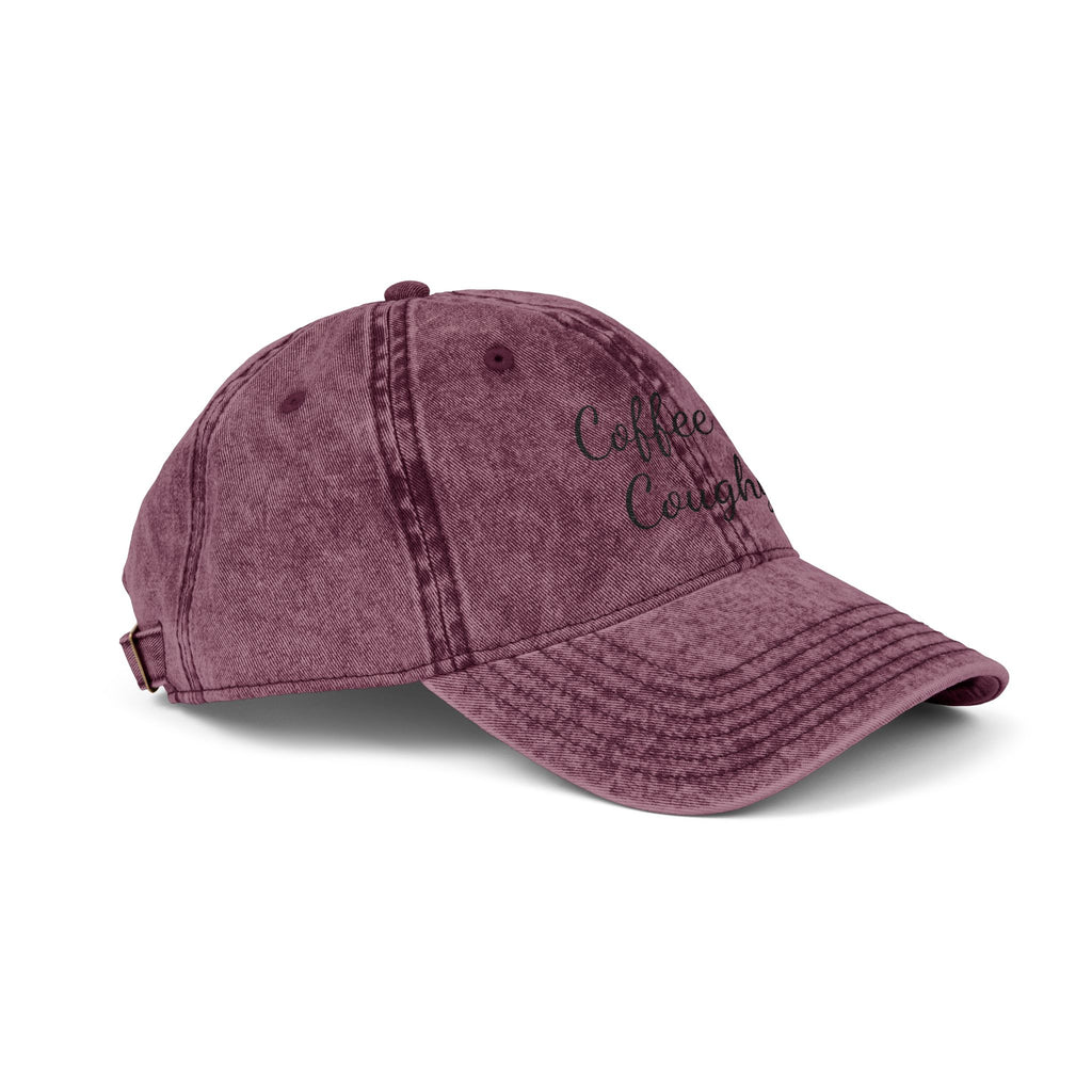 Vintage Embroidered Cap — "Coffee & Coughy" Distressed Baseball Hat