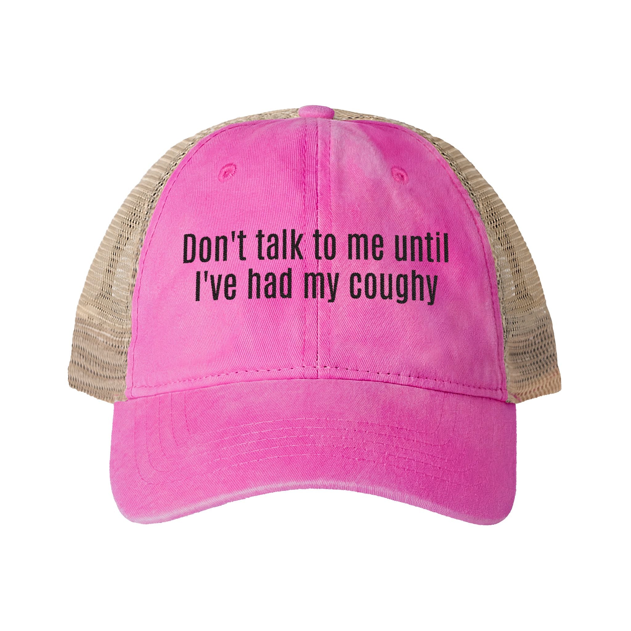 "Don't talk to me until I've had my coughy" Mesh-Back Cap