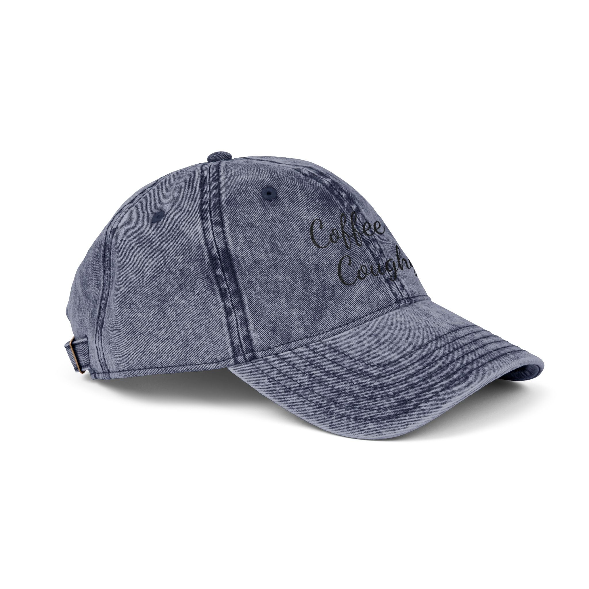 Vintage Embroidered Cap — "Coffee & Coughy" Distressed Baseball Hat