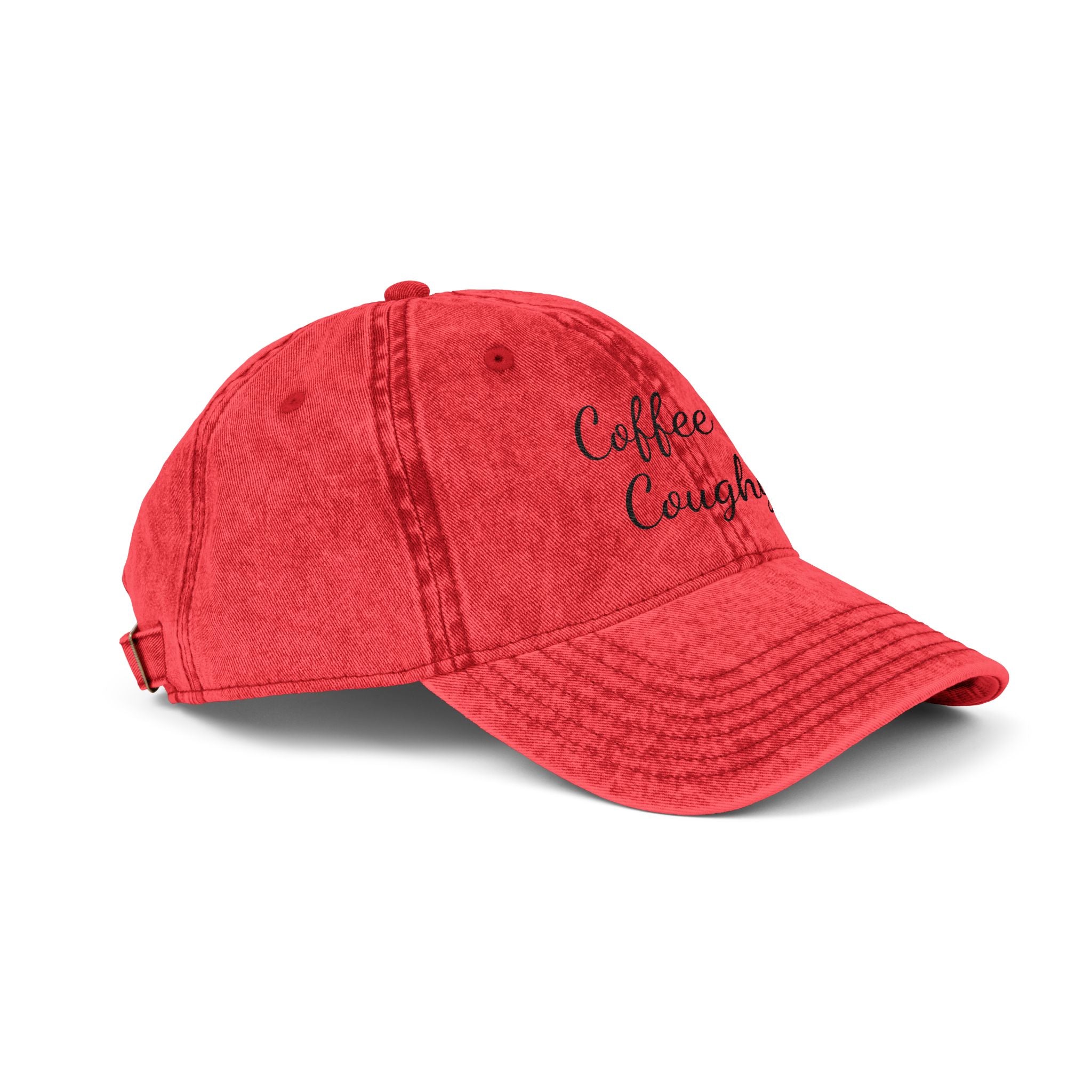 Vintage Embroidered Cap — "Coffee & Coughy" Distressed Baseball Hat