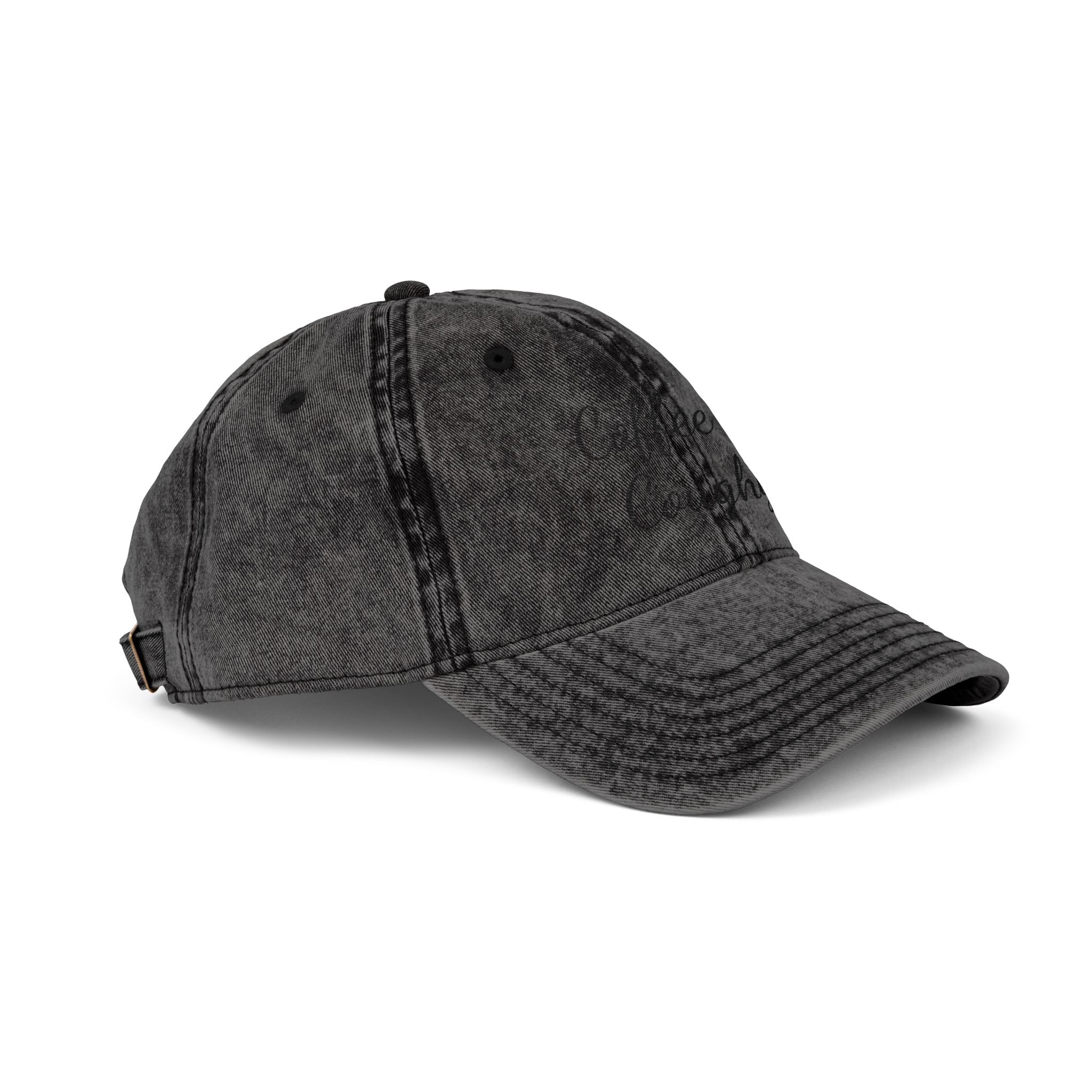 Vintage Embroidered Cap — "Coffee & Coughy" Distressed Baseball Hat